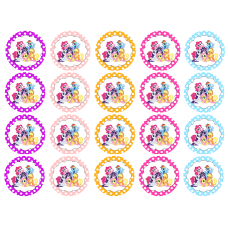 TMLP2Z My little pony set 20 mini discuri caketoppers rotunde decupate din zahar D5cm